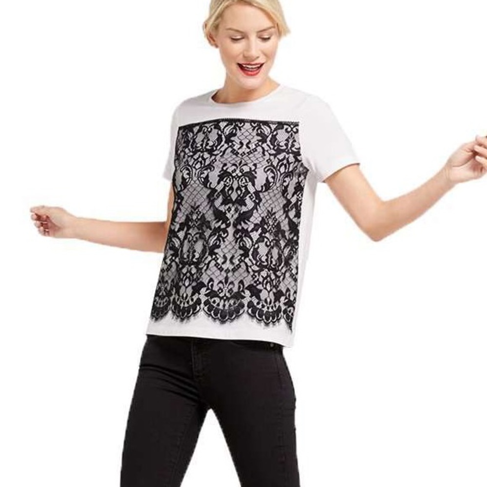 NWT Draper James black lace tee